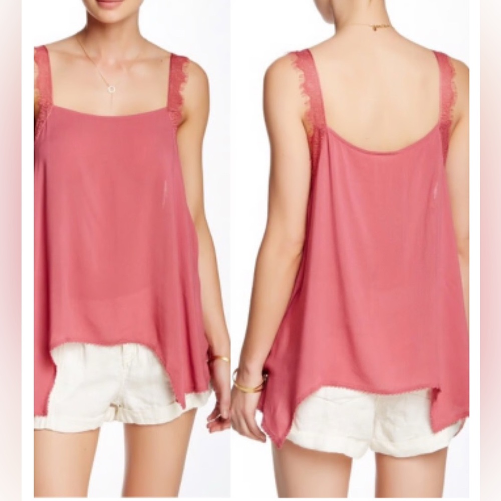 Free People Delicate Dobbie Dot Cami Lace Trim Women's Top size Small